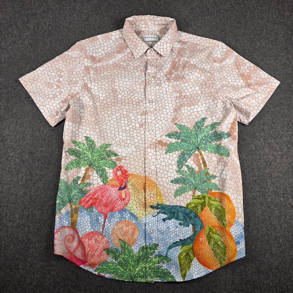 Mavrans Shirt Mens Large Flamingo Crocodile Mosaic‎ Tropical